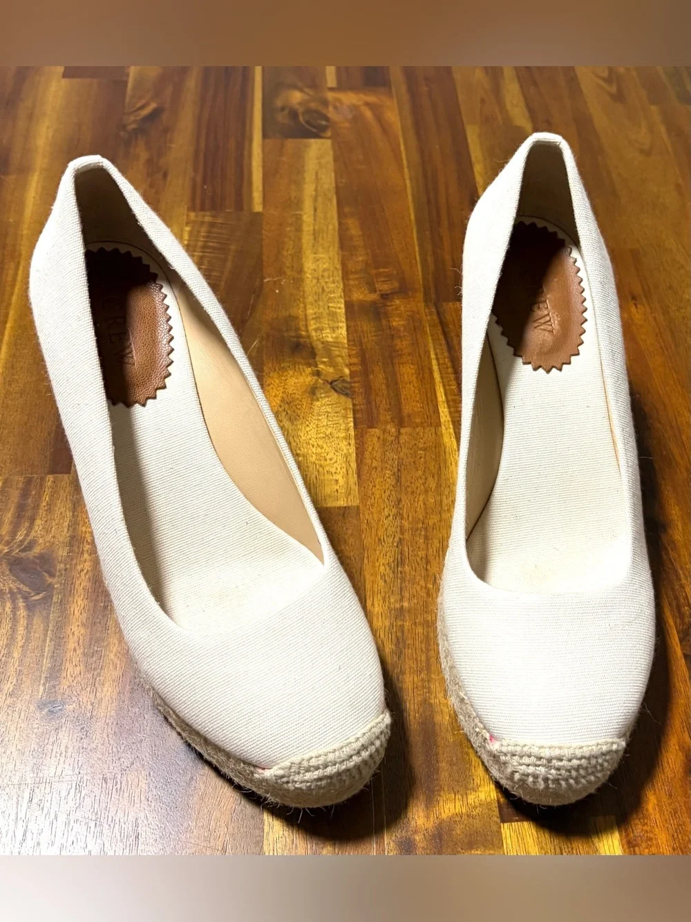 J. Crew Cream Canvas Espadrille Flats , natural fabric and genuine leather.